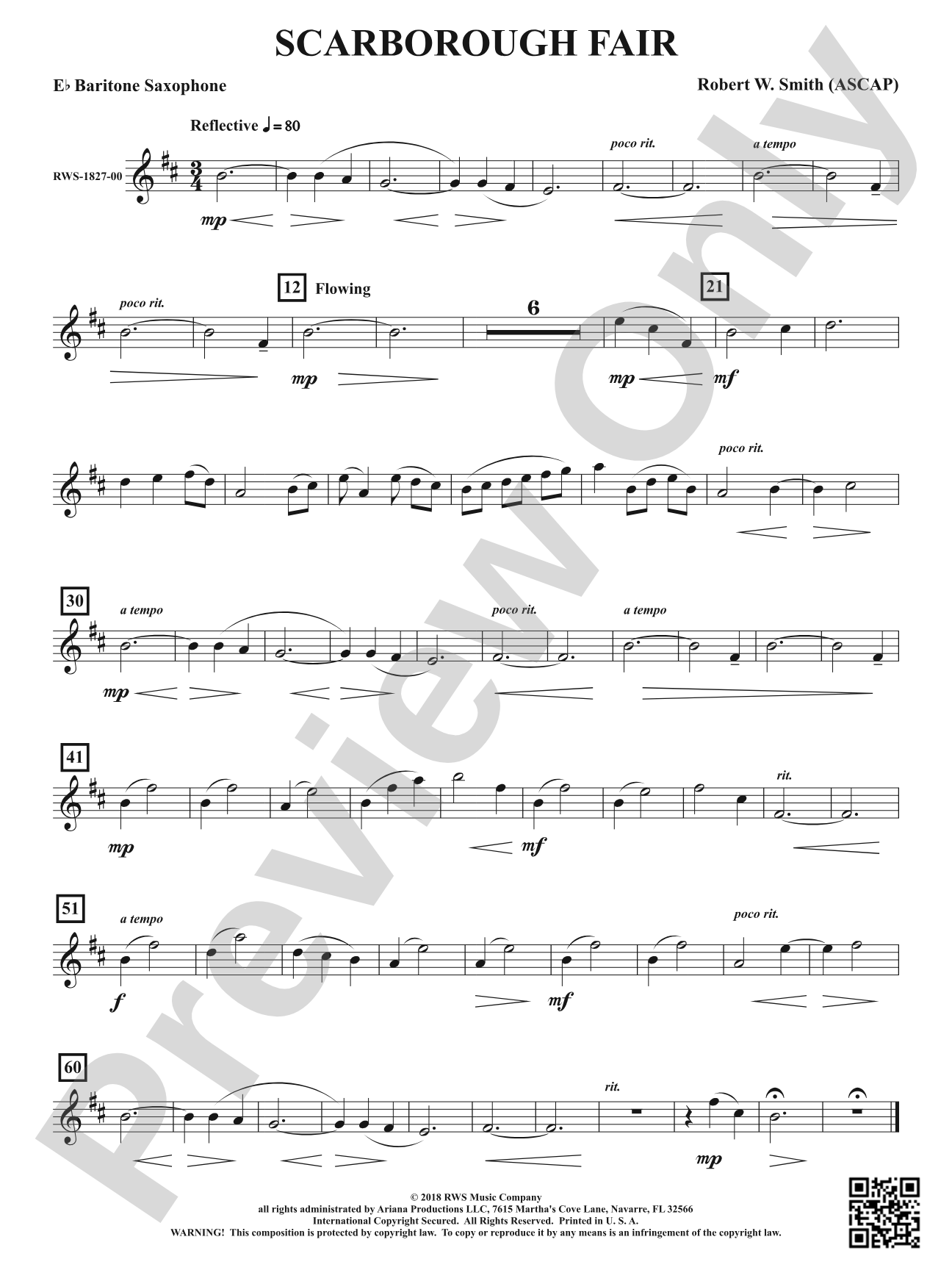 Scarborough Fair: E-flat Baritone Saxophone