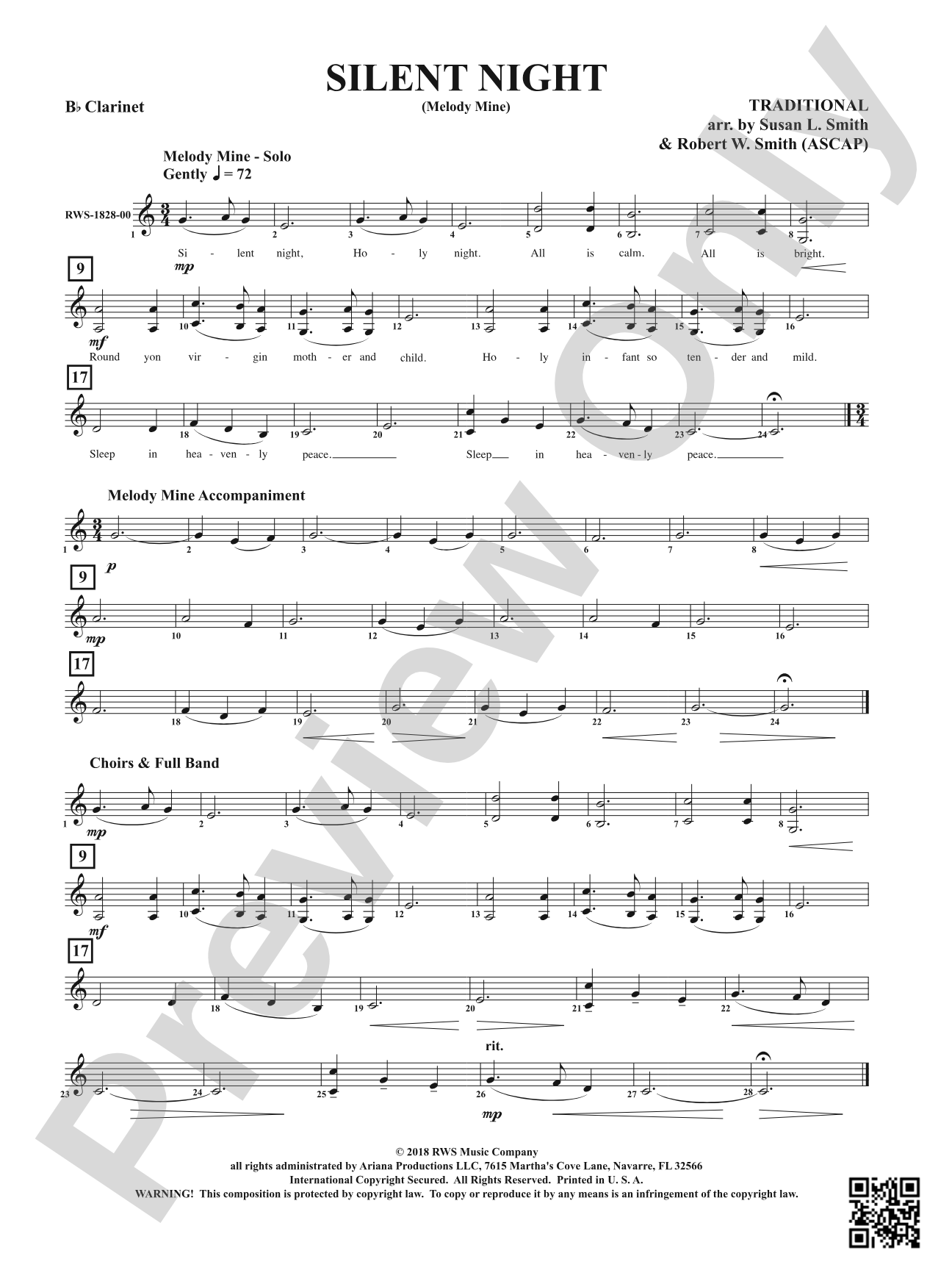 Silent Night - Melody Mine: 1st B-flat Clarinet