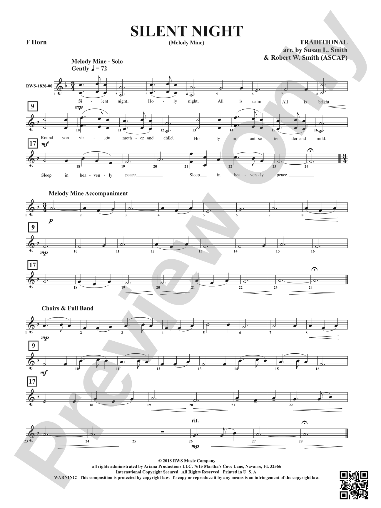 Silent Night - Melody Mine: 1st F Horn