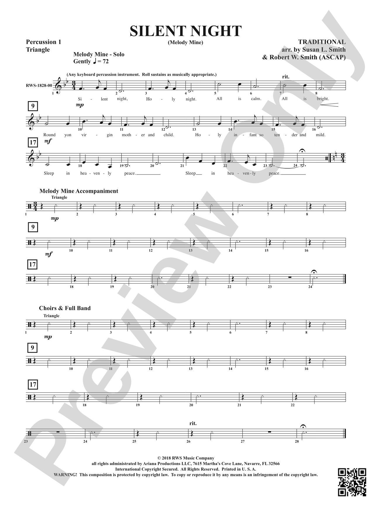 Silent Night - Melody Mine: 1st Percussion