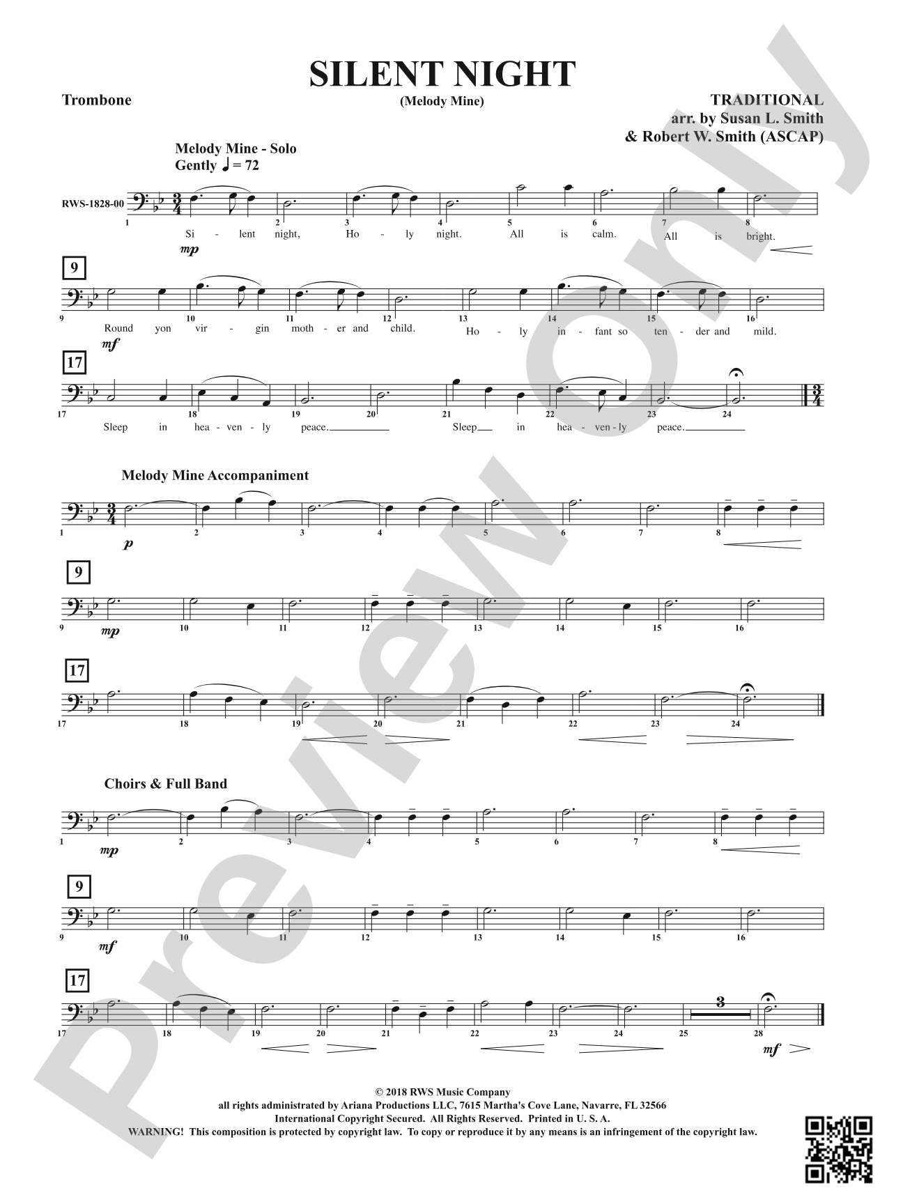 Silent Night - Melody Mine: 1st Trombone