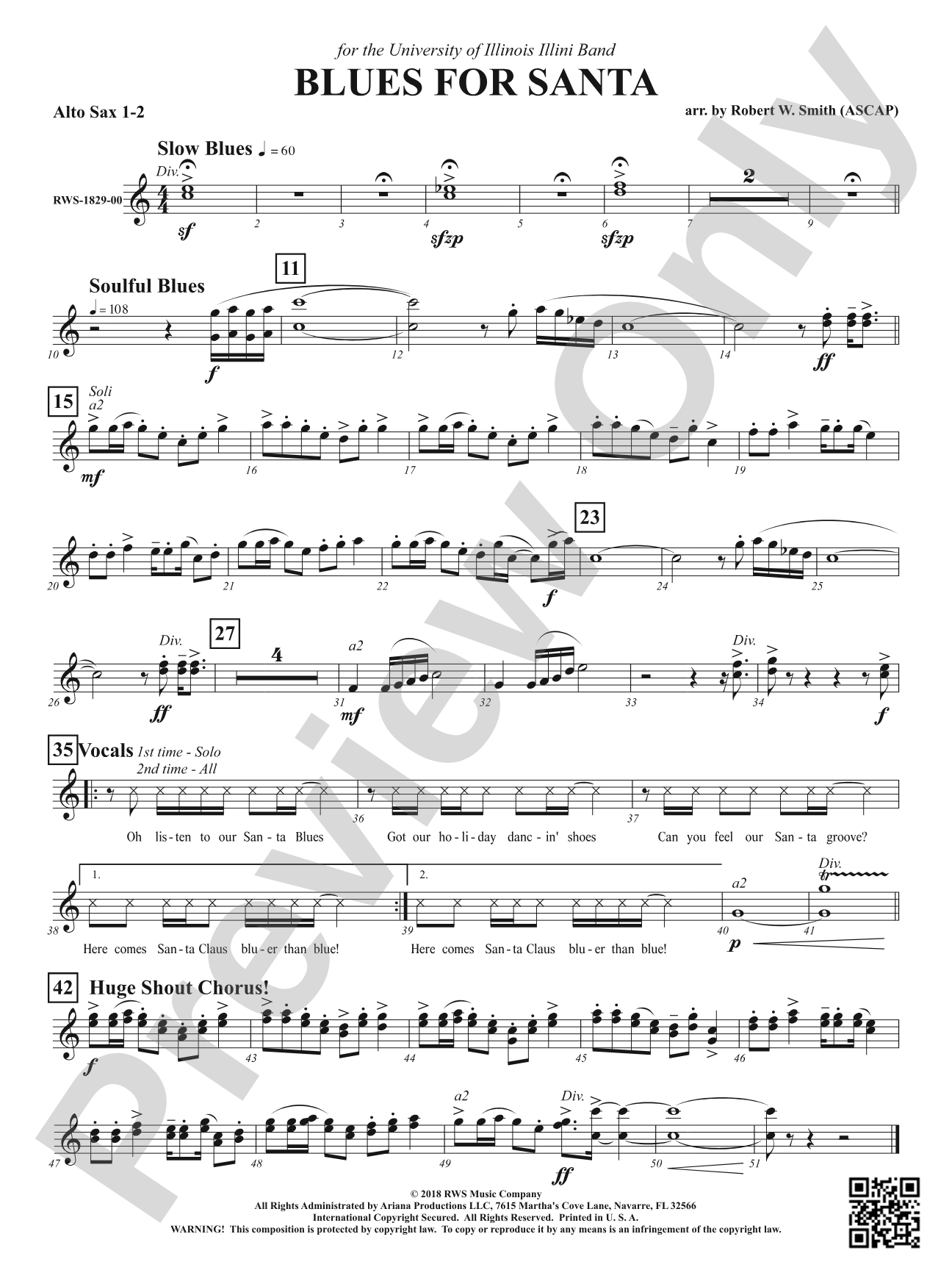 Blues for Santa: 1st & 2nd E-flat Alto Saxophone