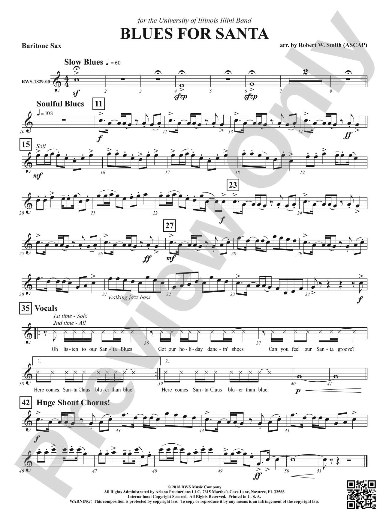 Blues for Santa: E-flat Baritone Saxophone