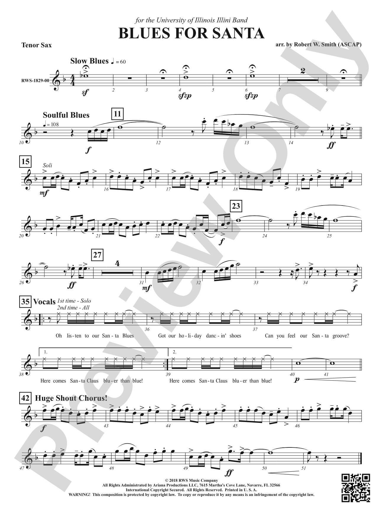 Blues for Santa: B-flat Tenor Saxophone