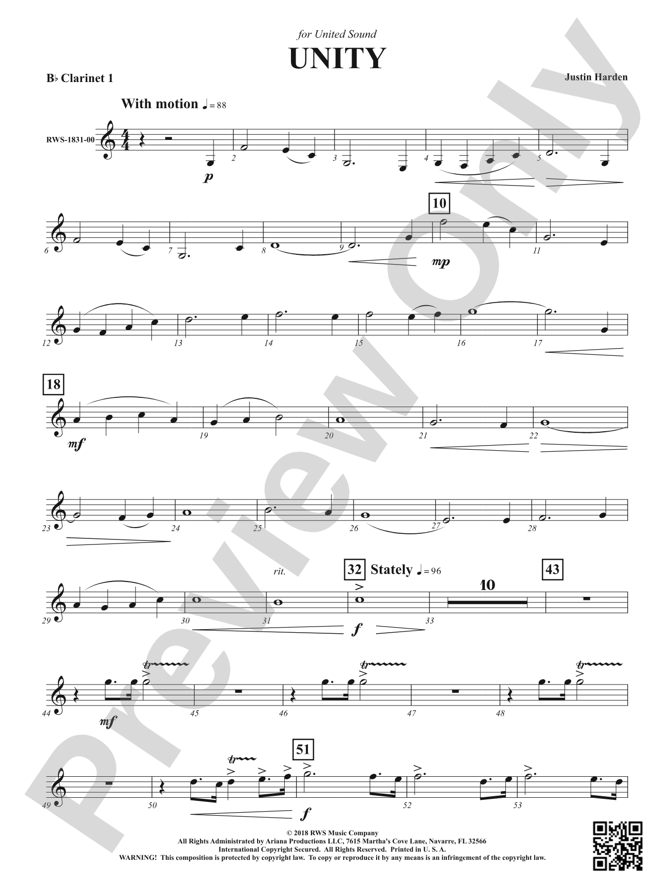 Unity: 1st B-flat Clarinet
