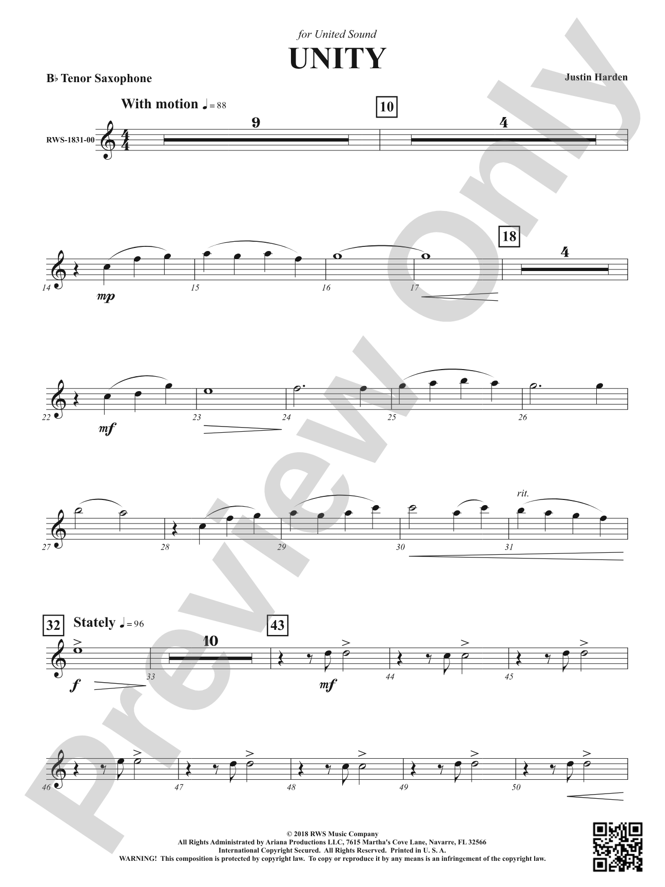Unity: B-flat Tenor Saxophone