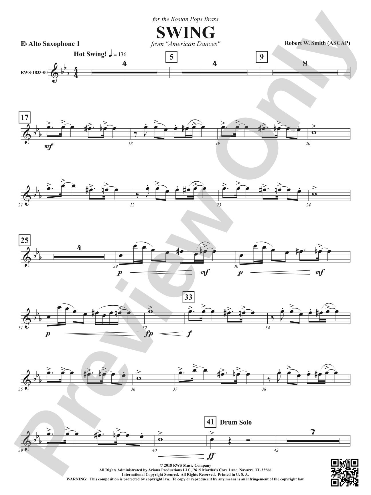 Swing - From <i>American Dances</i>: 1st E-flat Alto Saxophone