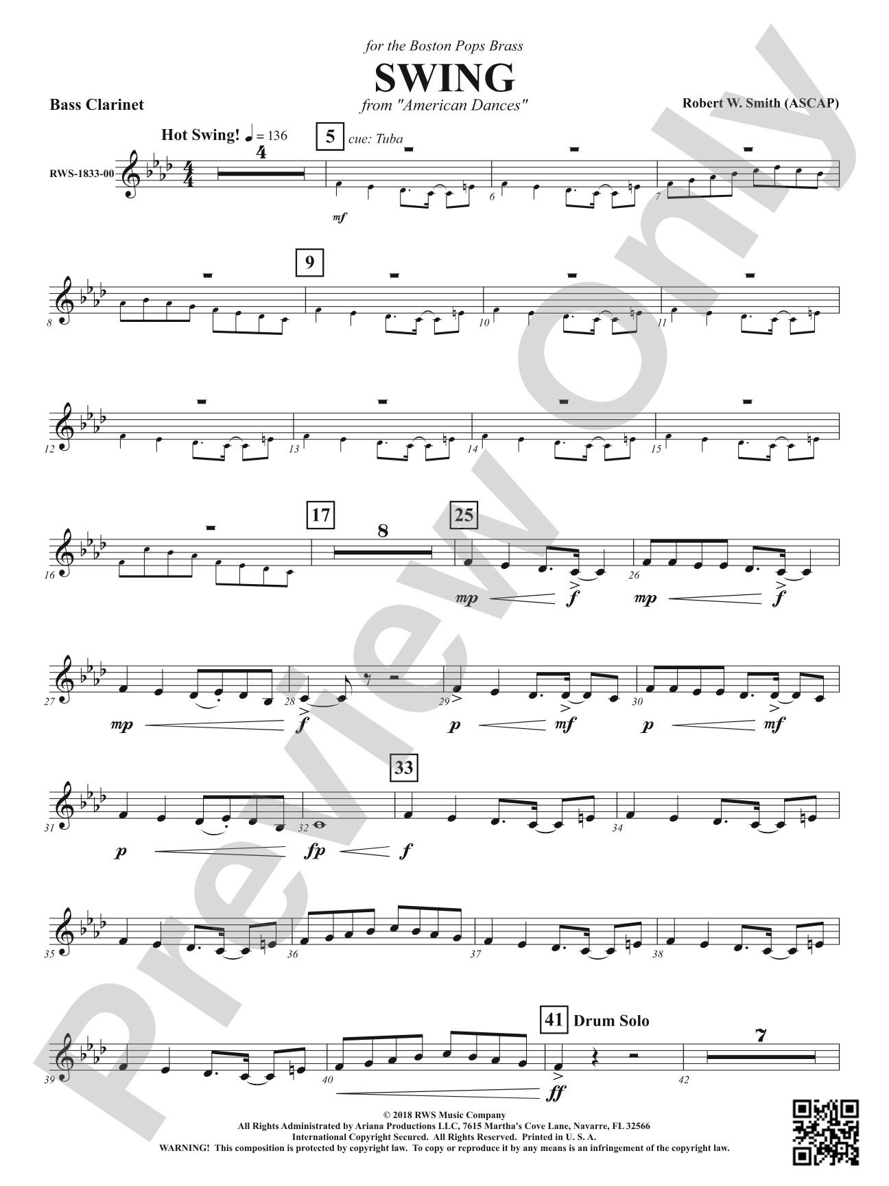 Swing - From <i>American Dances</i>: B-flat Bass Clarinet