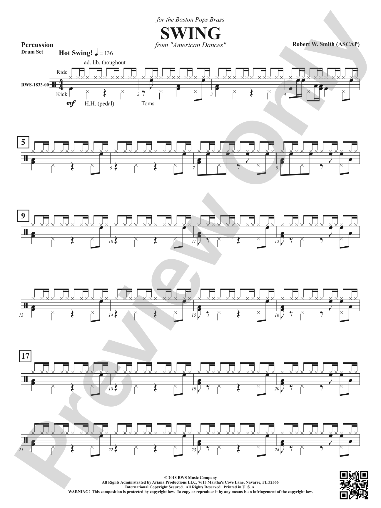 Swing - From <i>American Dances</i>: Drumset