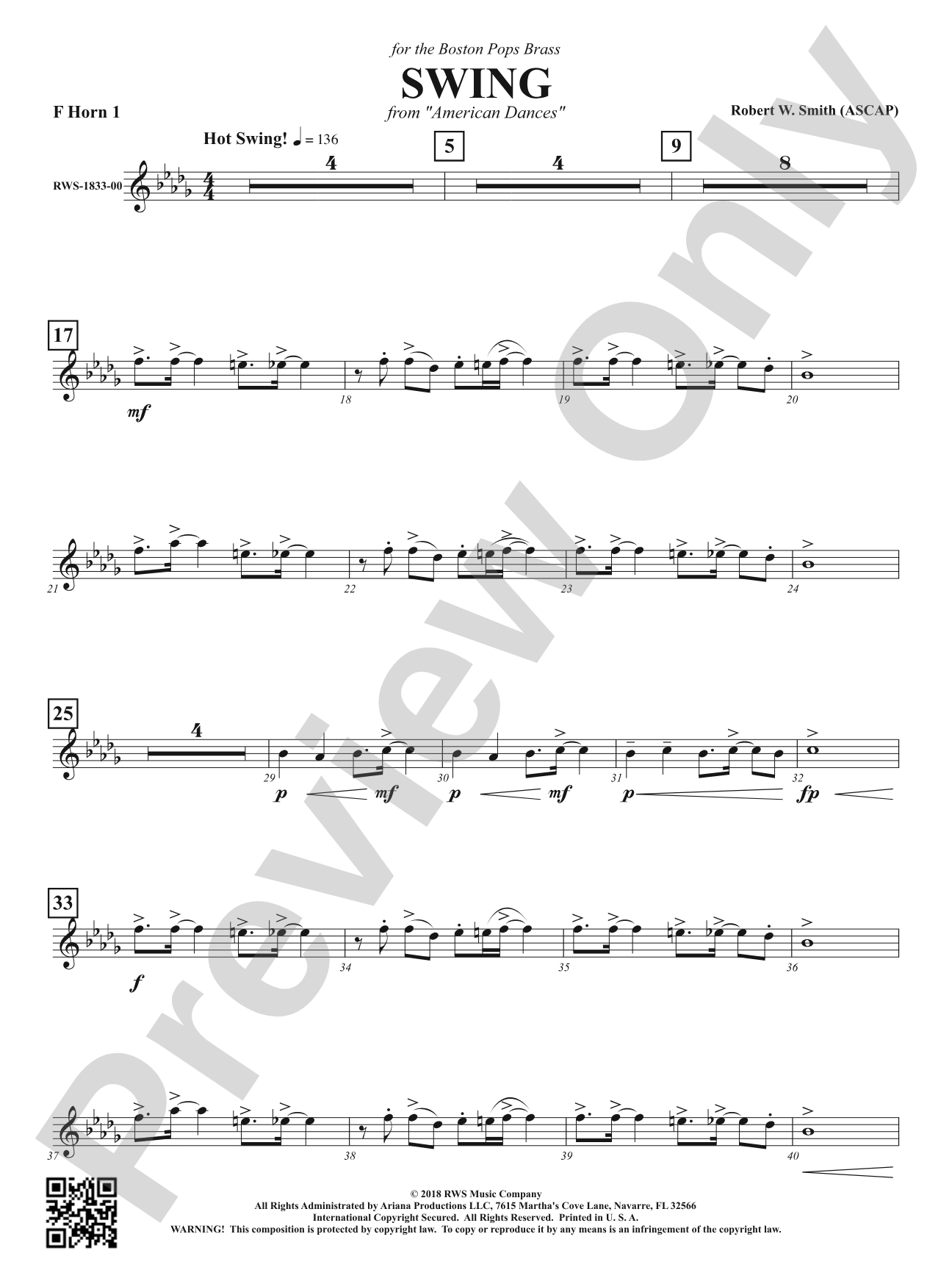Swing - From <i>American Dances</i>: 1st F Horn