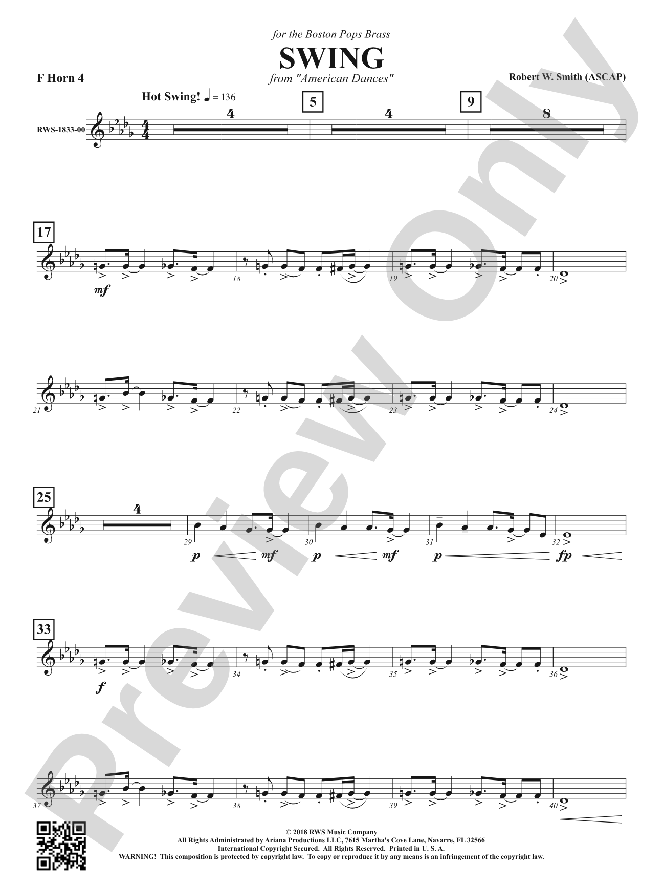 Swing - From <i>American Dances</i>: 4th F Horn