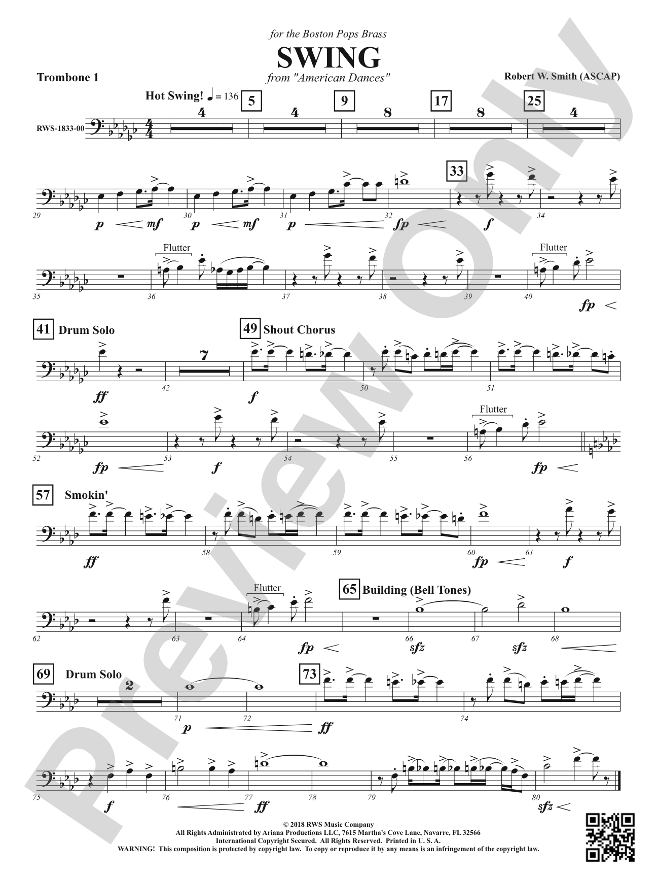 Swing - From <i>American Dances</i>: 1st Trombone