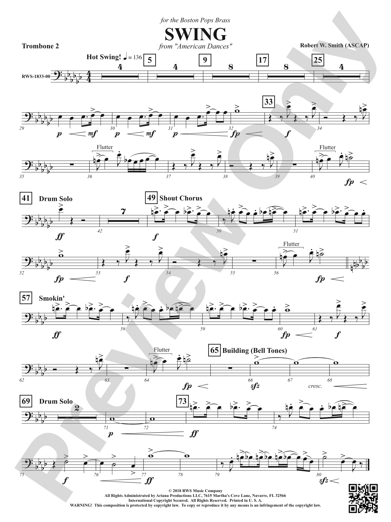 Swing - From <i>American Dances</i>: 2nd Trombone