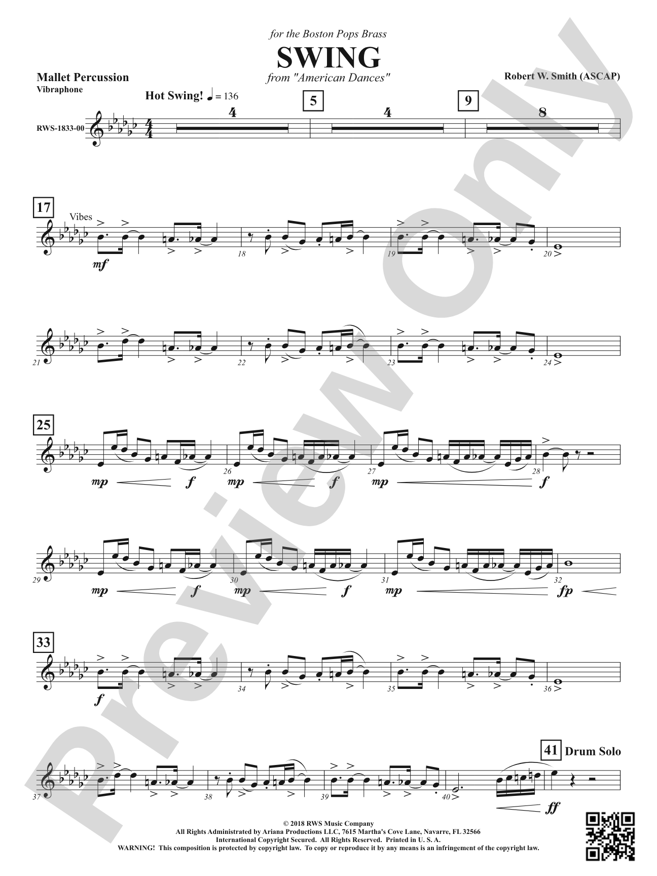 Swing - From <i>American Dances</i>: Vibraphone