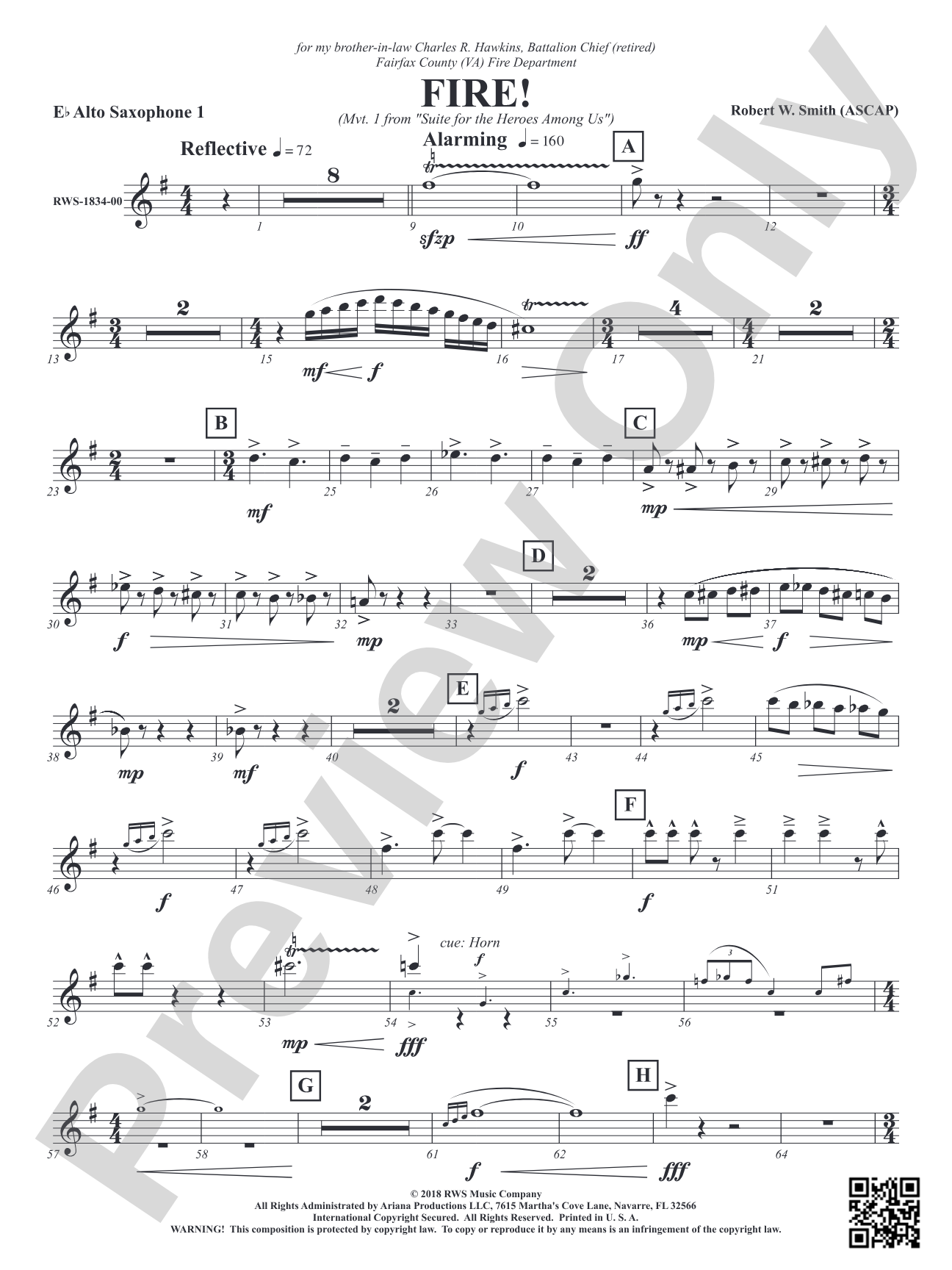 Fire! - Mvt. 1 from <i>Suite for the Heroes Among Us</i>: 1st E-flat Alto Saxophone