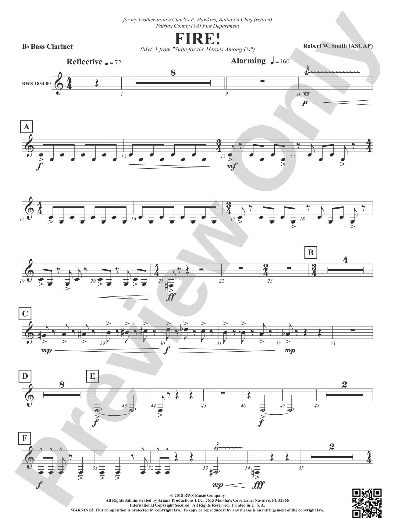 Fire! - Mvt. 1 from <i>Suite for the Heroes Among Us</i>: B-flat Bass Clarinet