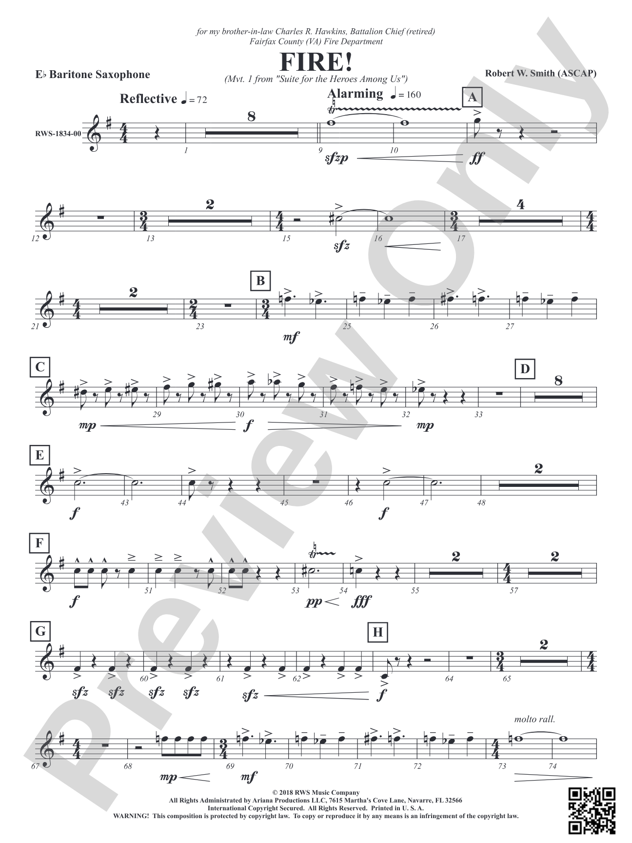 Fire! - Mvt. 1 from <i>Suite for the Heroes Among Us</i>: E-flat Baritone Saxophone