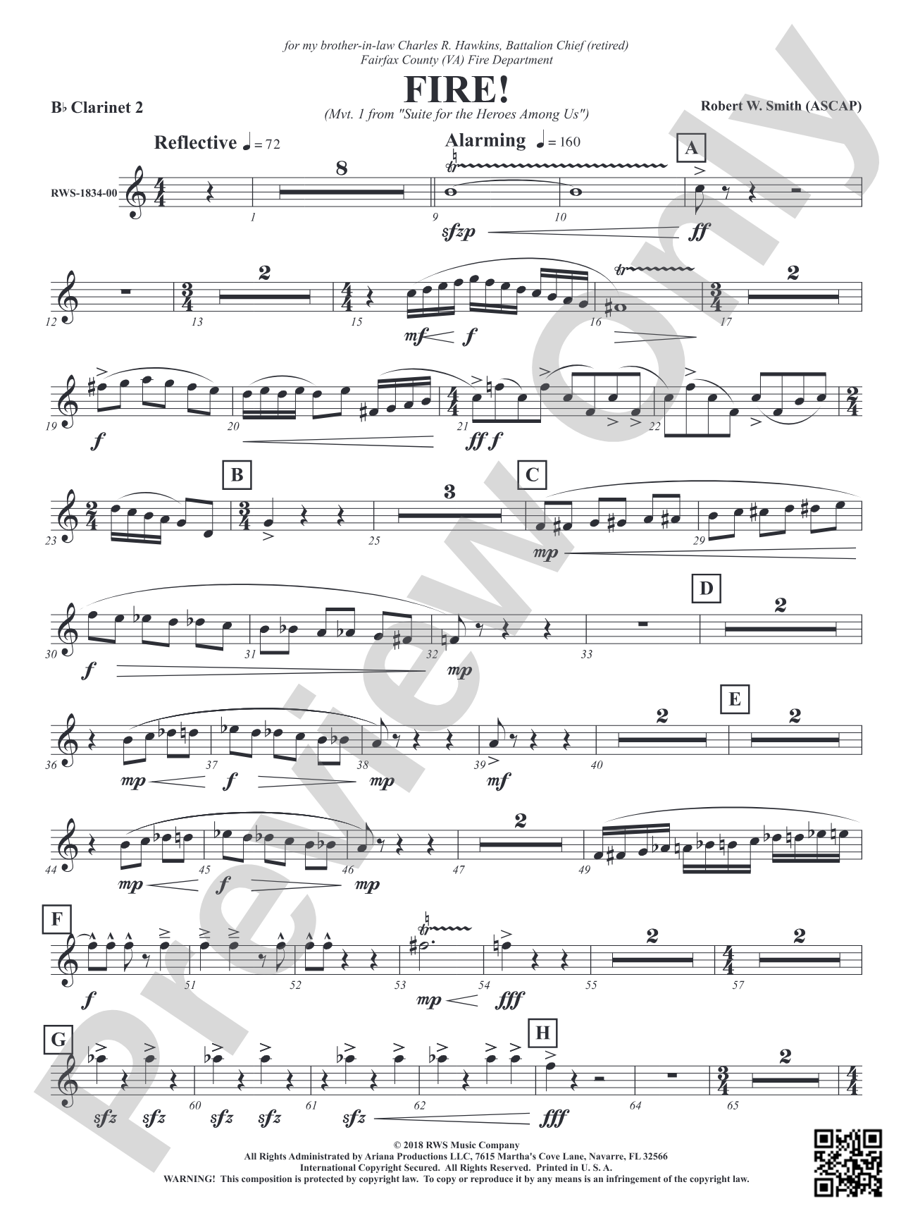 Fire! - Mvt. 1 from <i>Suite for the Heroes Among Us</i>: 2nd B-flat Clarinet