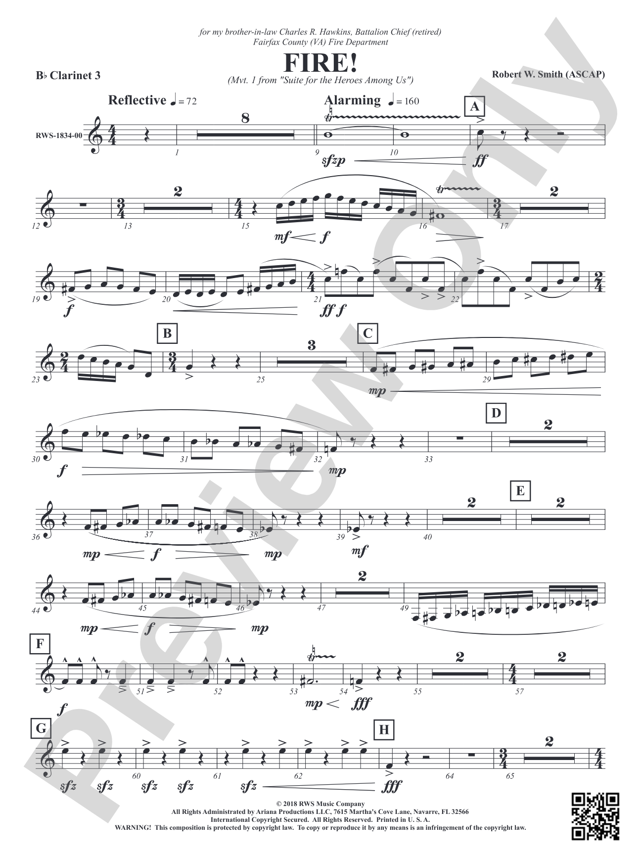 Fire! - Mvt. 1 from <i>Suite for the Heroes Among Us</i>: 3rd B-flat Clarinet