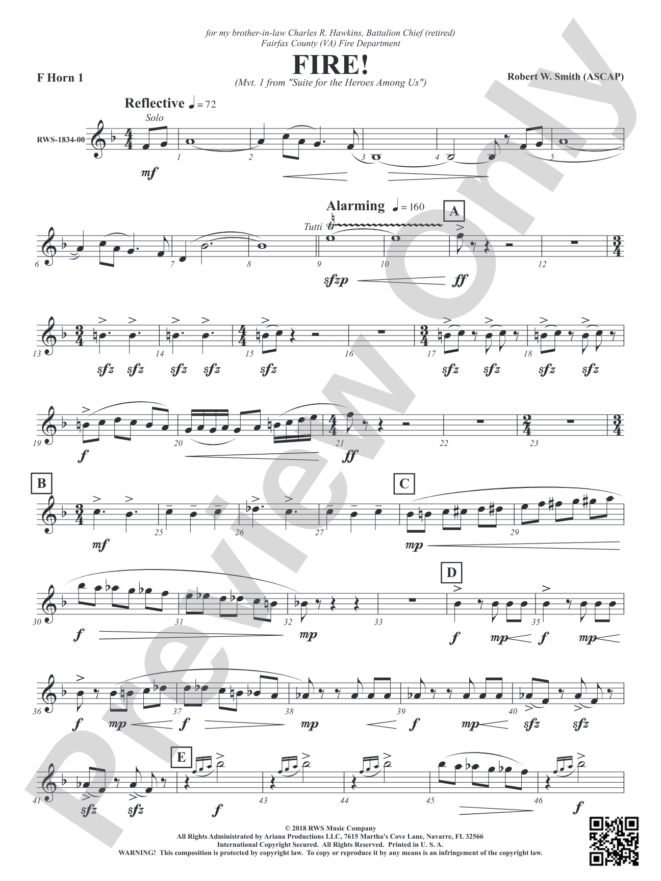 Fire! - Mvt. 1 from <i>Suite for the Heroes Among Us</i>: 1st F Horn