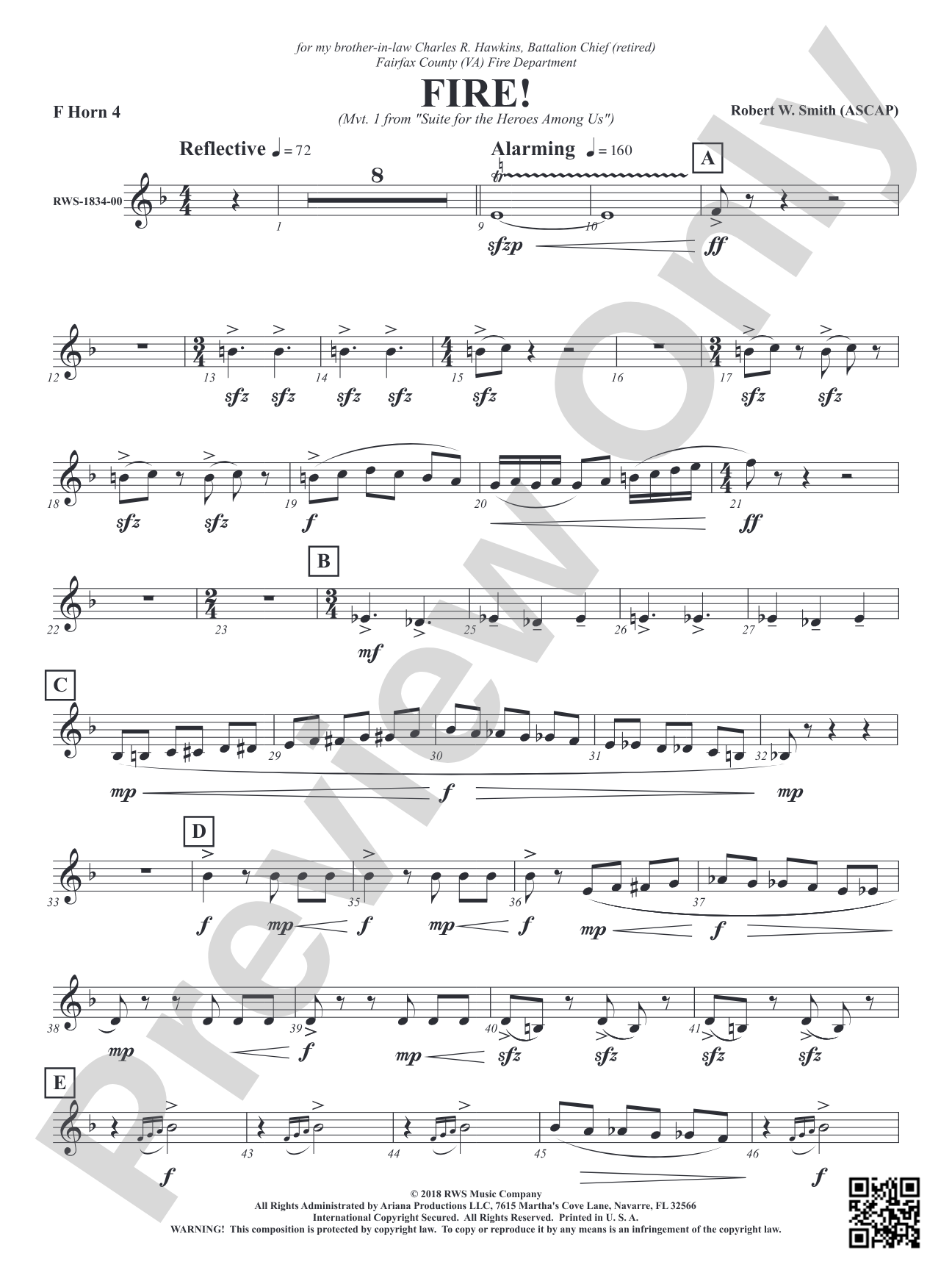 Fire! - Mvt. 1 from <i>Suite for the Heroes Among Us</i>: 4th F Horn