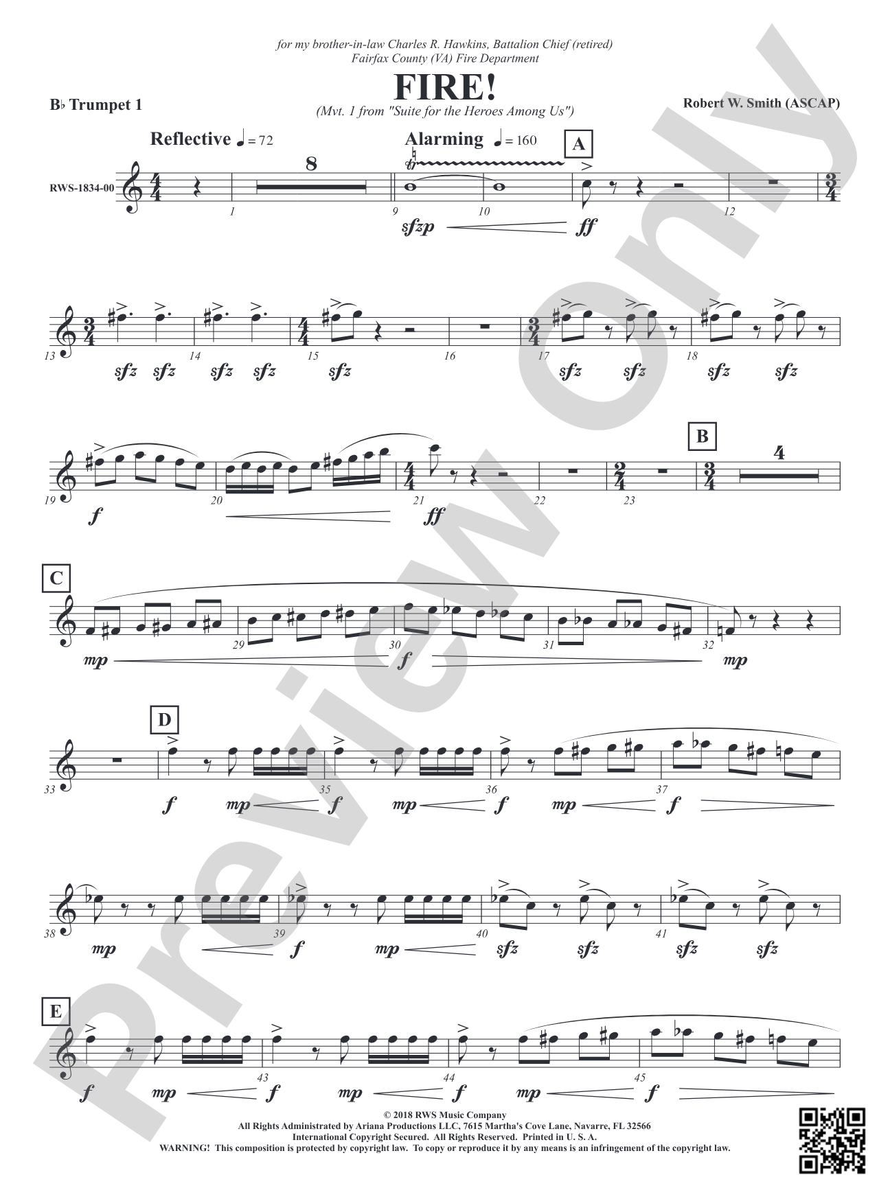 Fire! - Mvt. 1 from <i>Suite for the Heroes Among Us</i>: 1st B-flat Trumpet