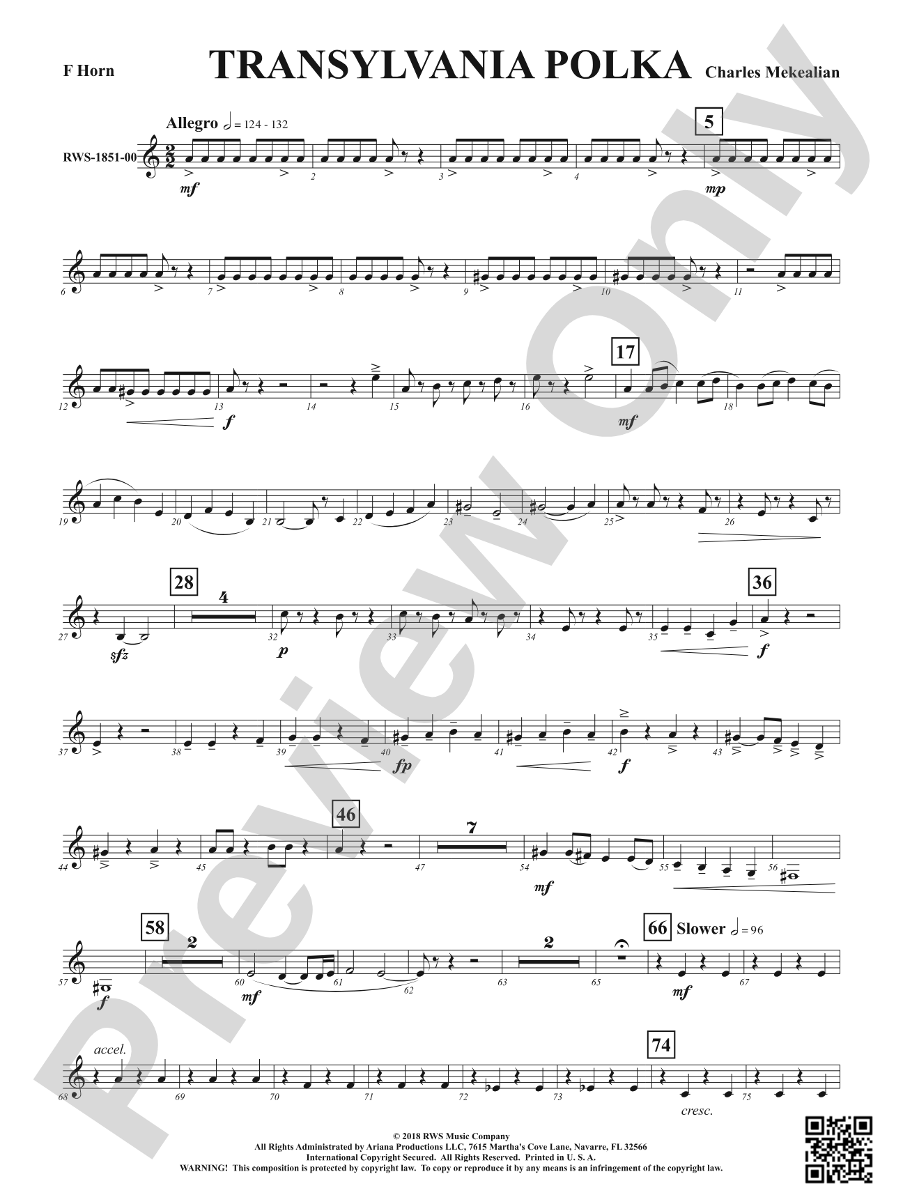 Transylvania Polka: 1st F Horn
