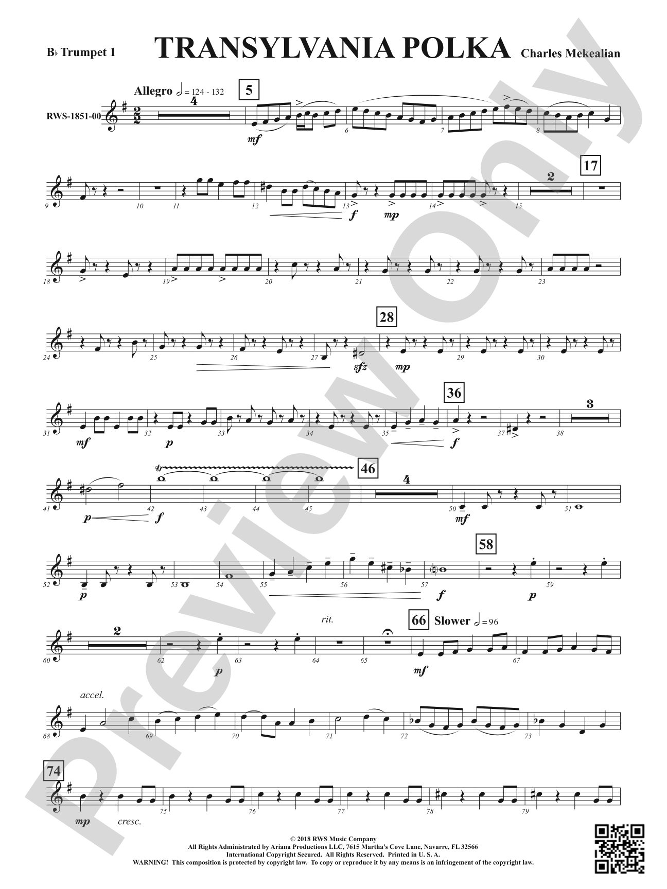 Transylvania Polka: 1st B-flat Trumpet
