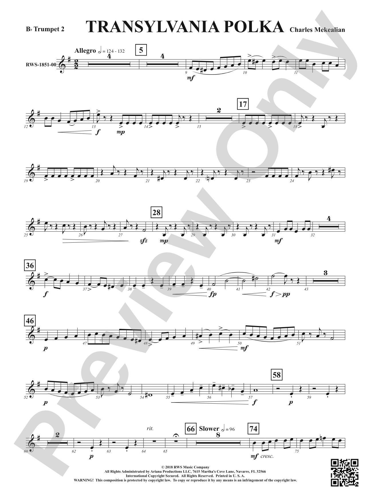 Transylvania Polka: 2nd B-flat Trumpet
