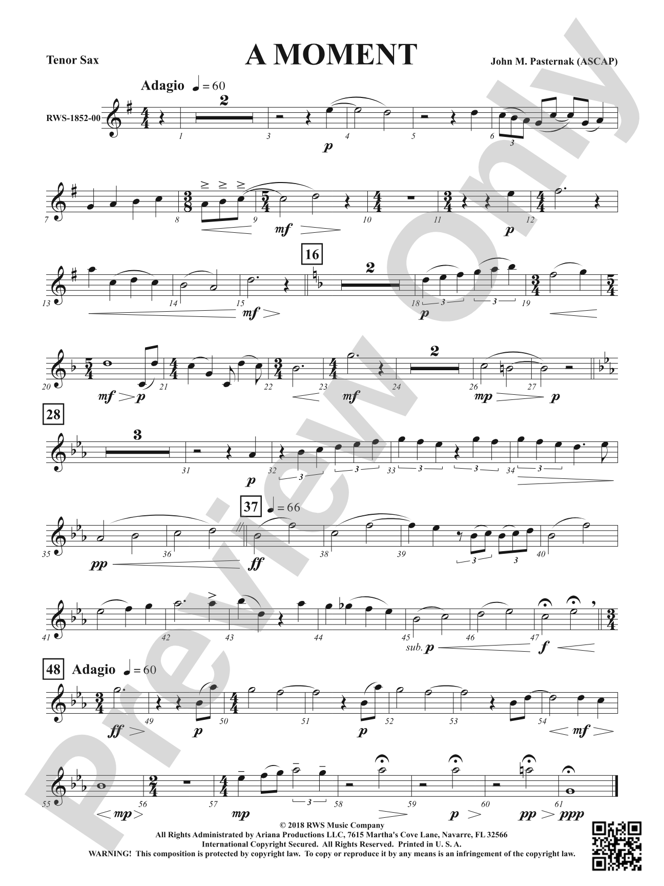 A Moment: B-flat Tenor Saxophone