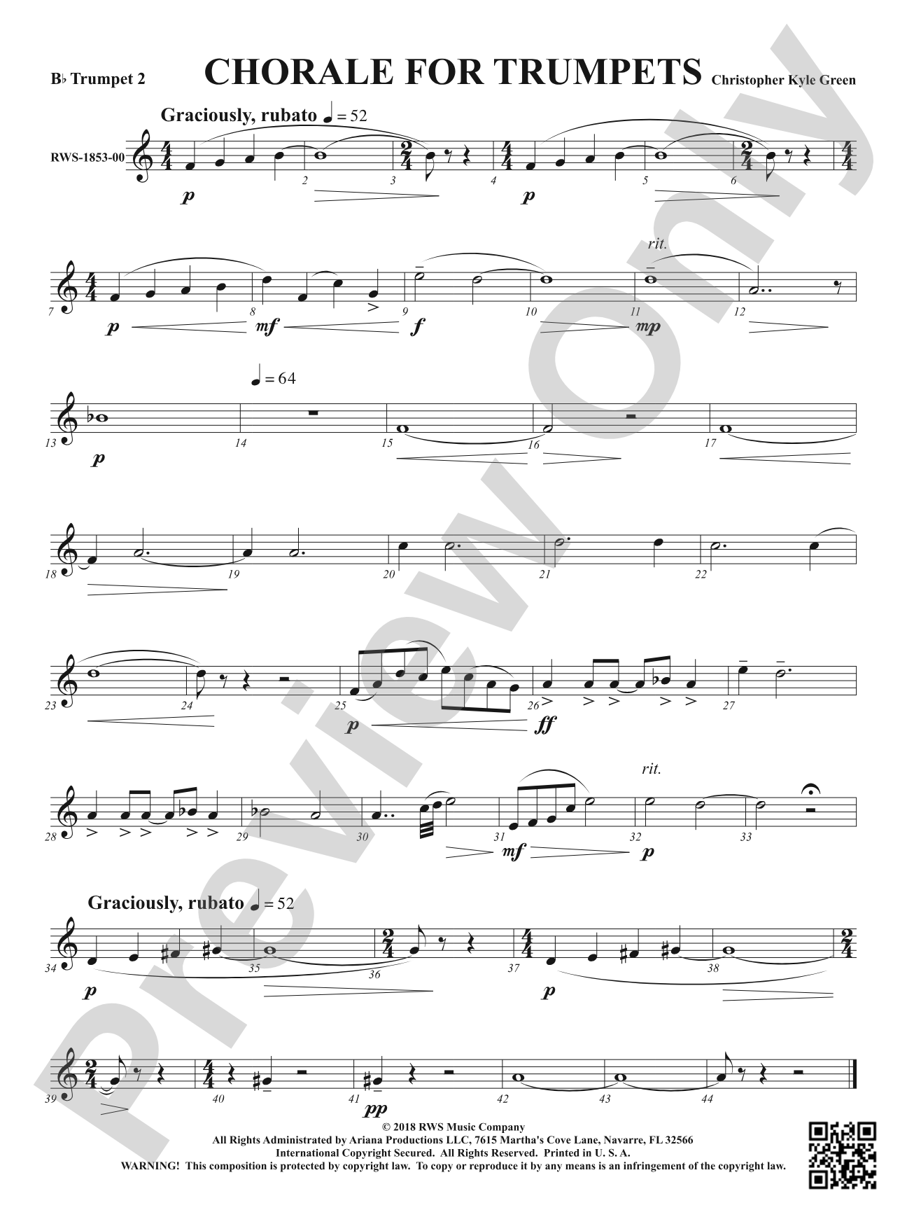 Chorale for Trumpets: 2nd B-flat Trumpet