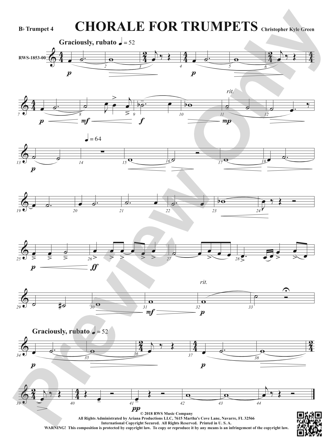 Chorale for Trumpets: 4th B-flat Trumpet