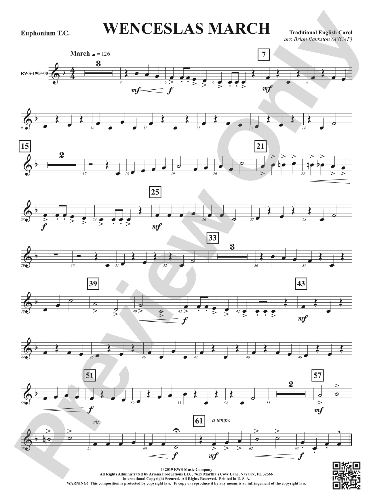 Wenceslas March: Baritone T.C.