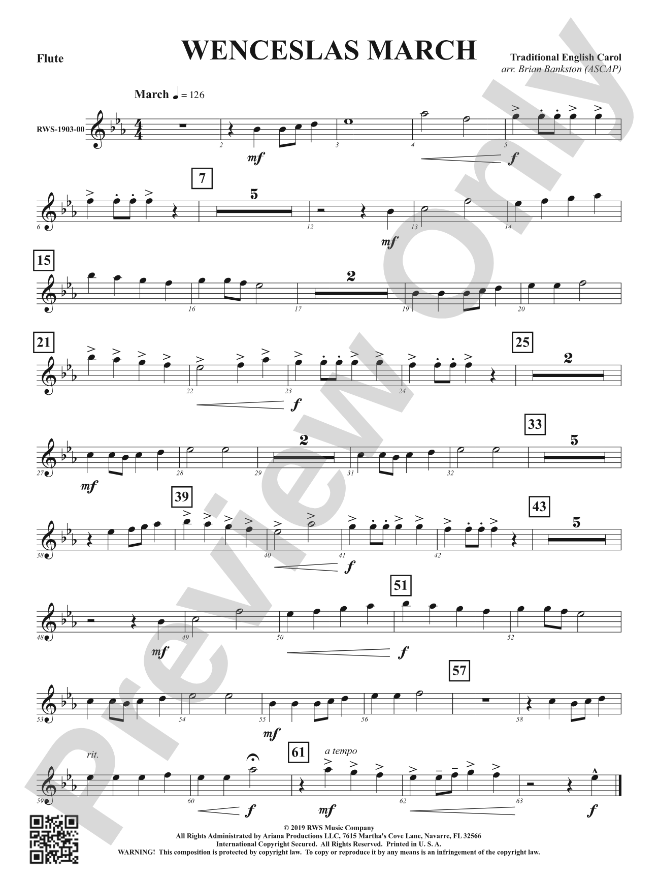 Wenceslas March: 1st Flute