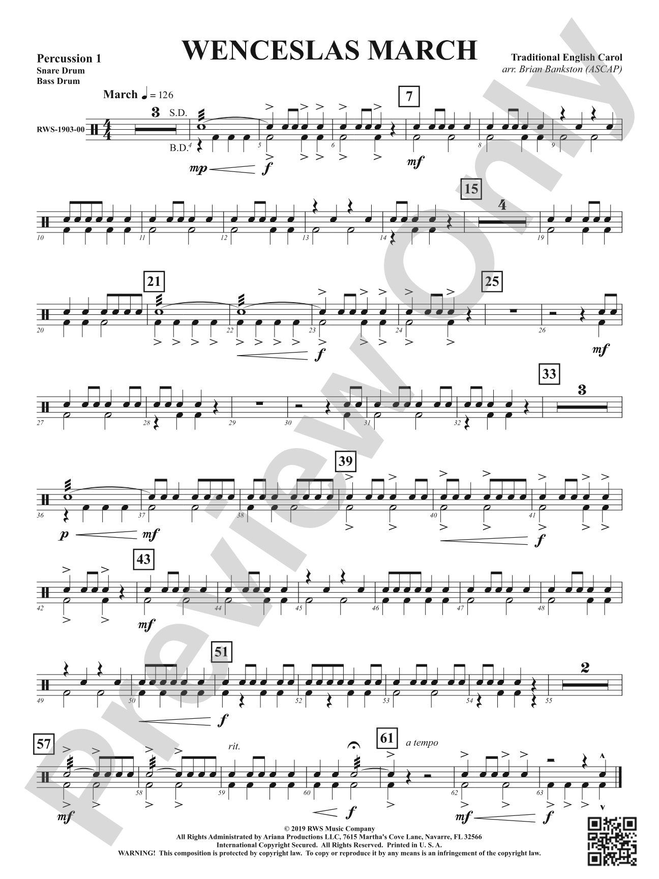 Wenceslas March: 1st Percussion