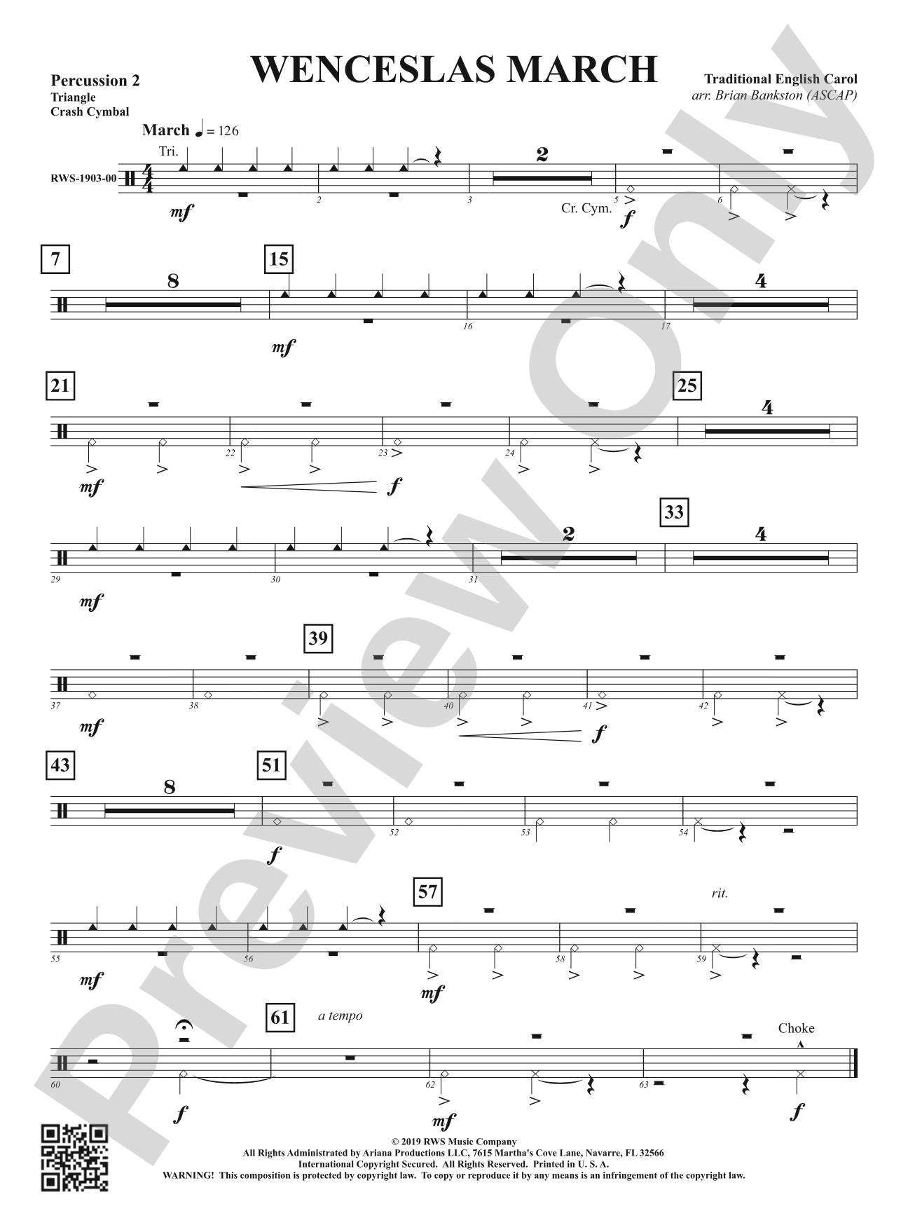 Wenceslas March: 2nd Percussion