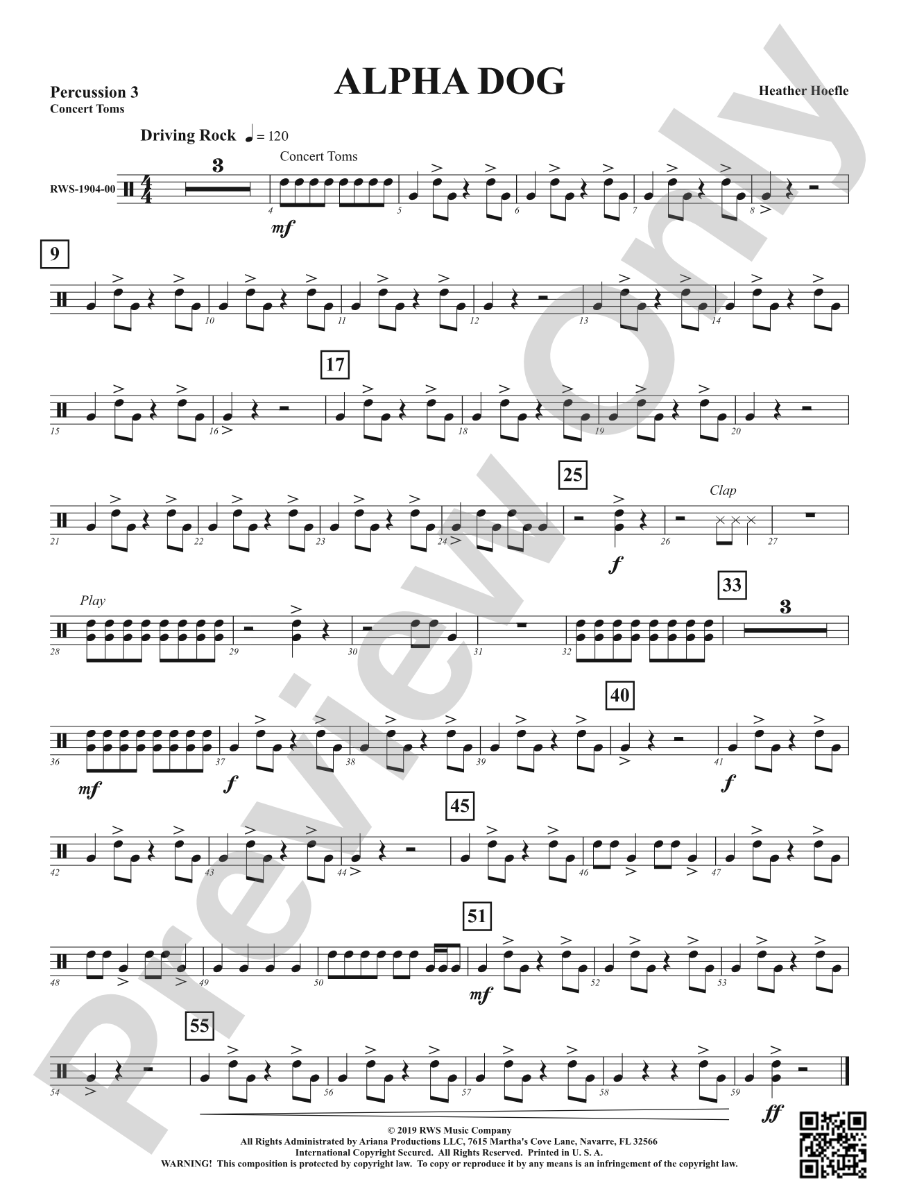 Alpha Dog: Percussion 3: Concert Toms