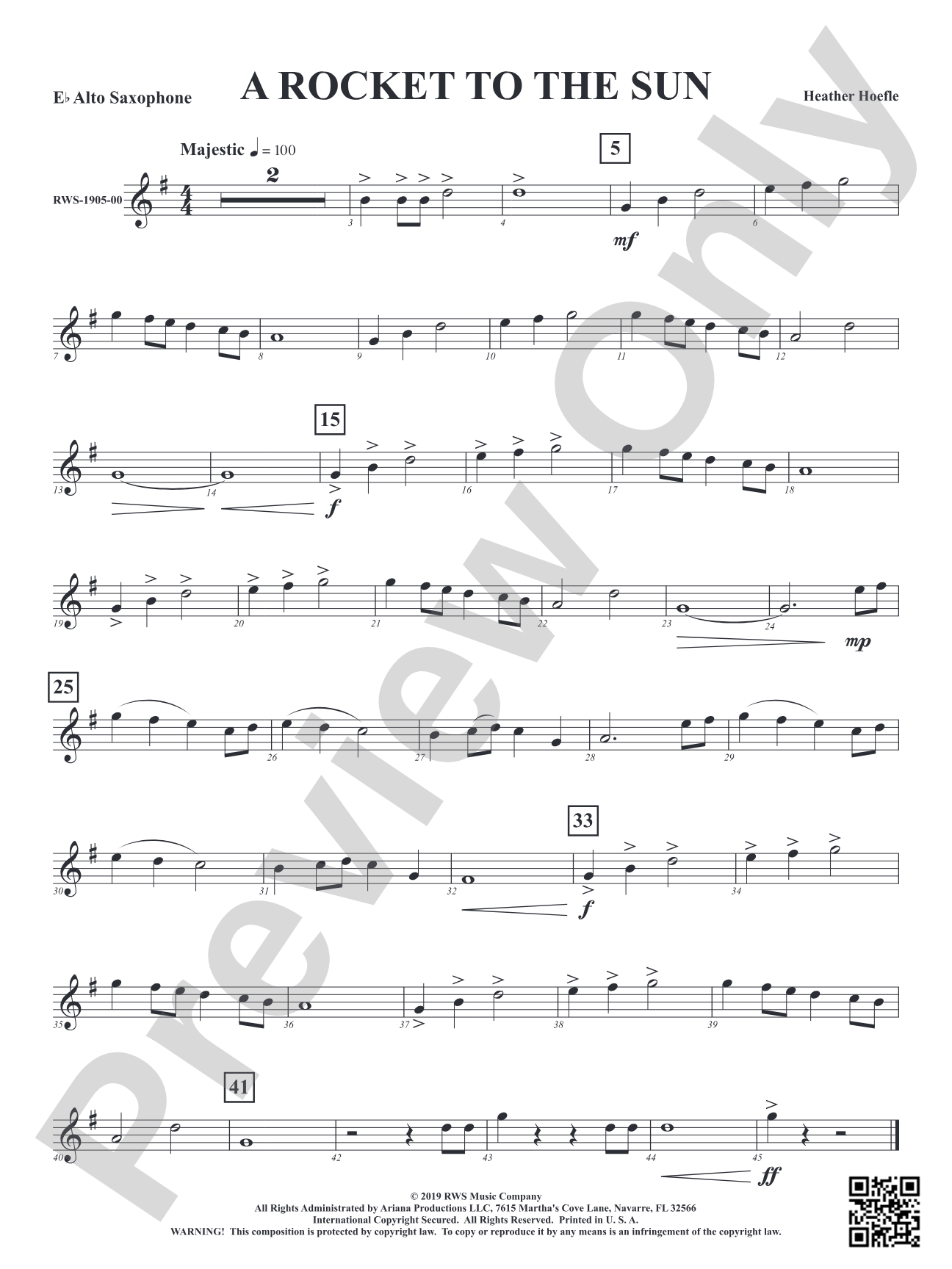 A Rocket to the Sun: 1st E-flat Alto Saxophone