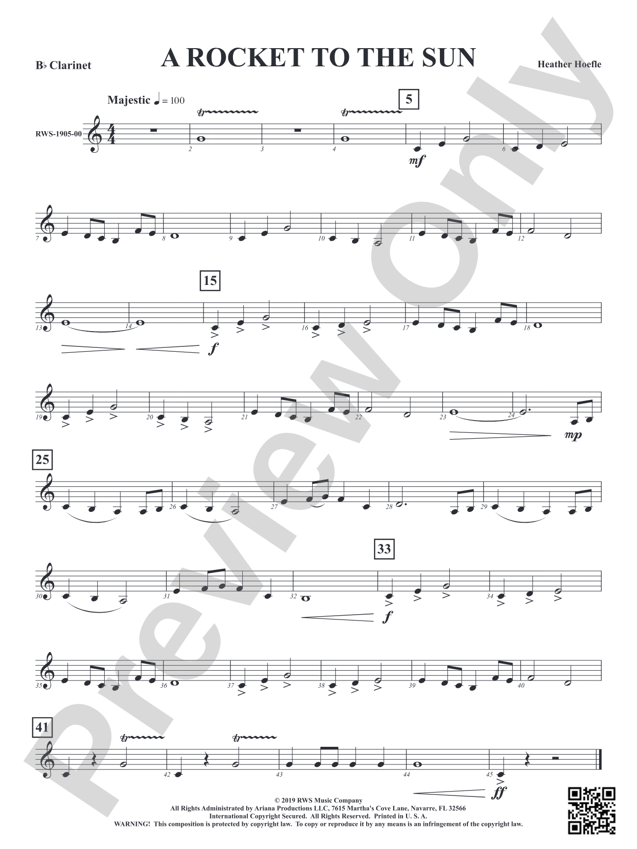 A Rocket to the Sun: 1st B-flat Clarinet