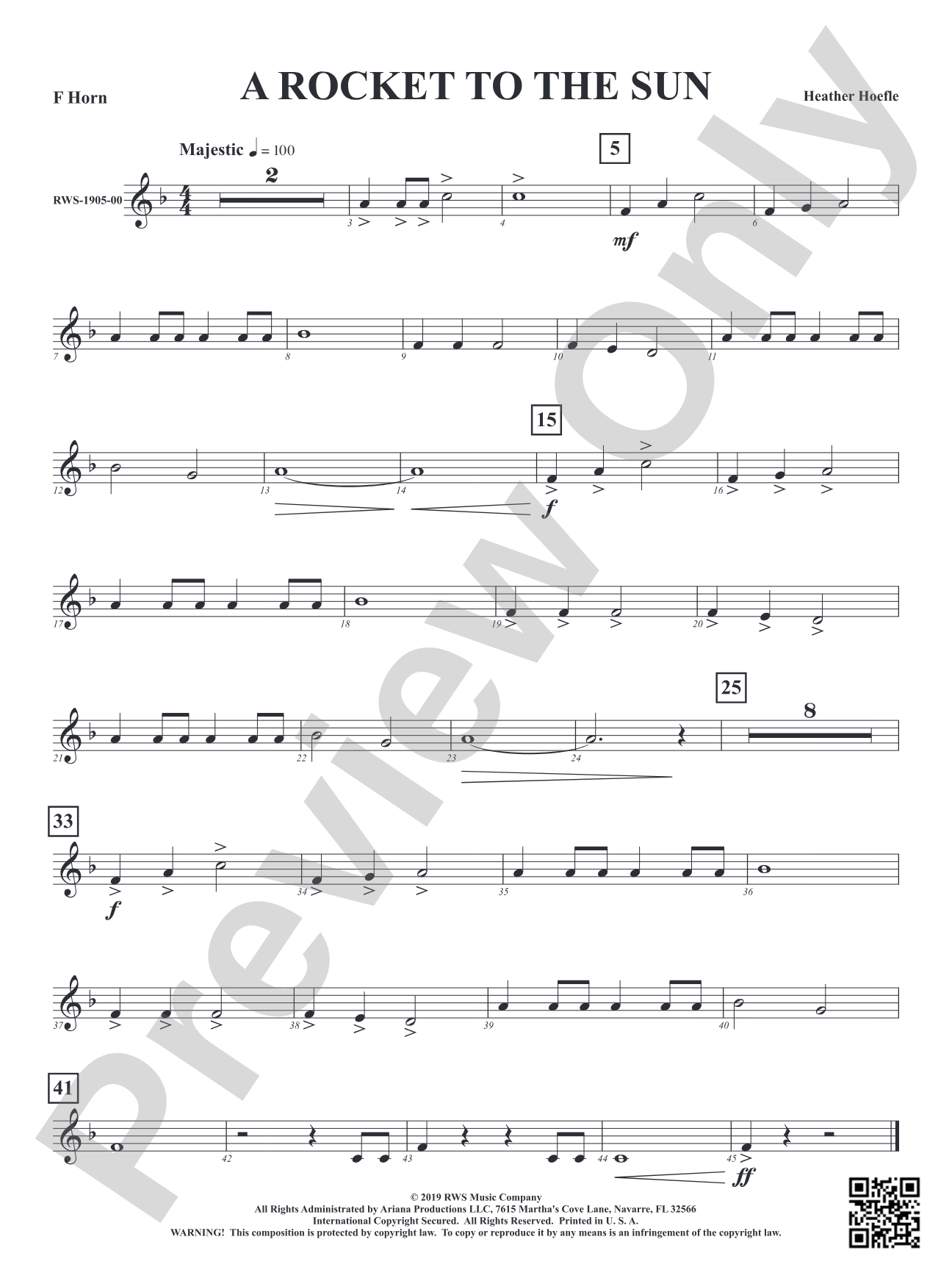 A Rocket to the Sun: 1st F Horn