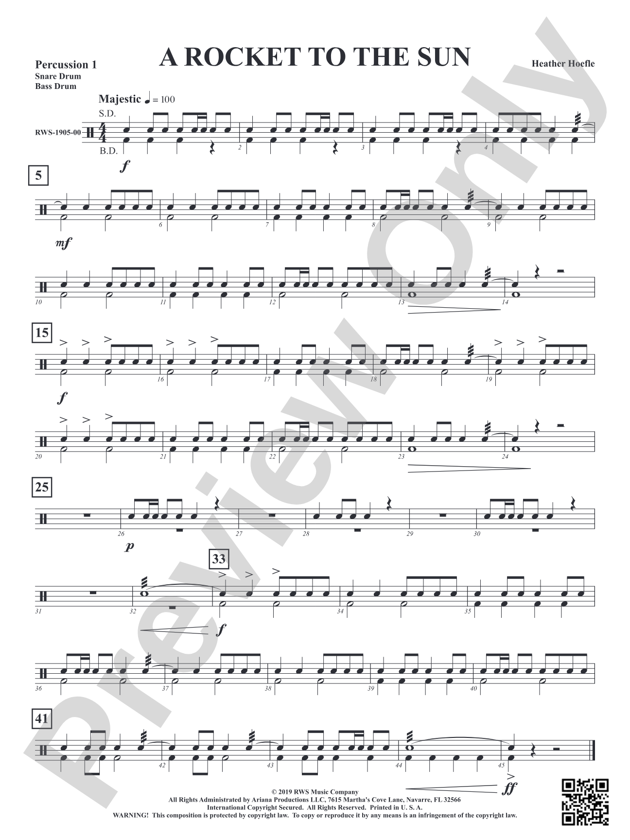 A Rocket to the Sun: 1st Percussion