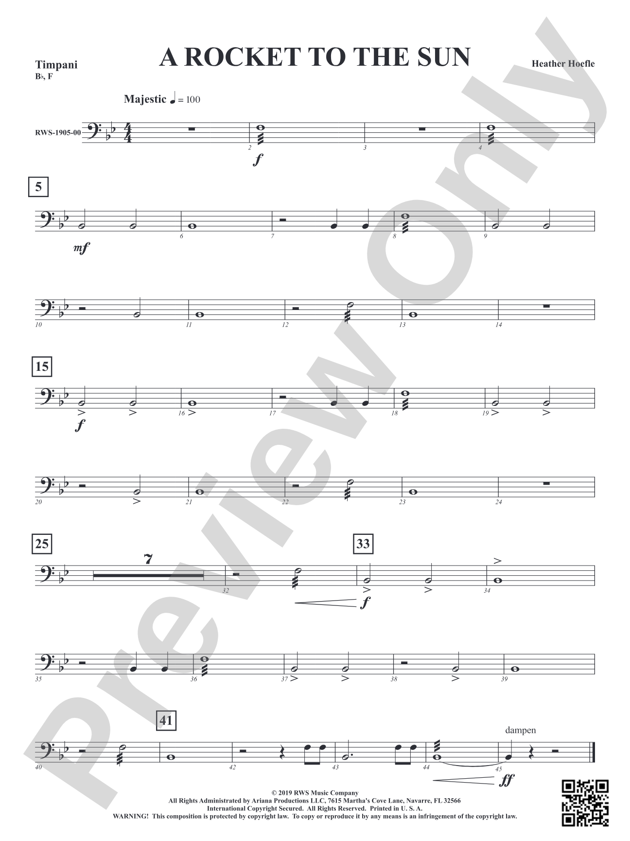 A Rocket to the Sun: Timpani