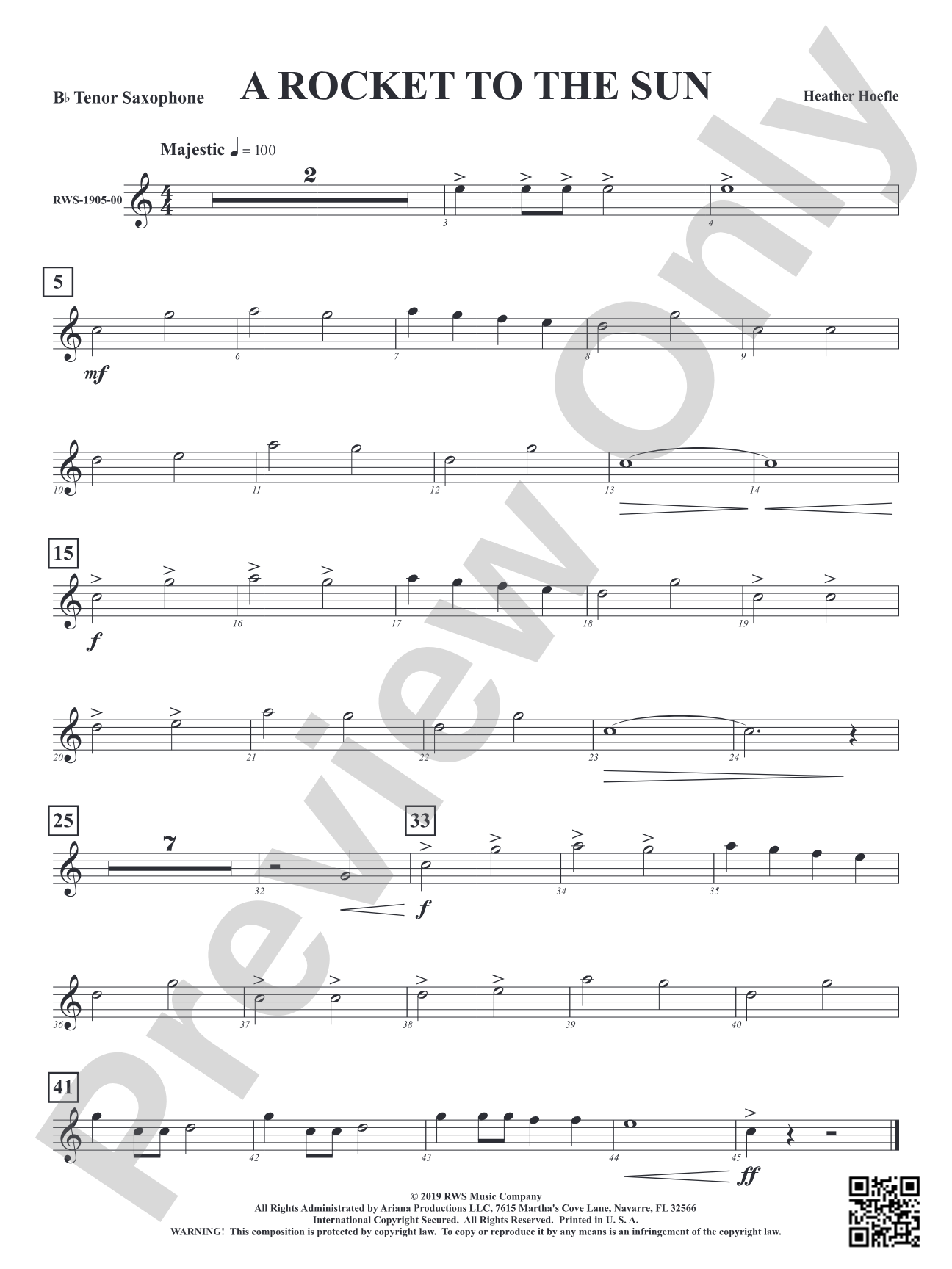 A Rocket to the Sun: B-flat Tenor Saxophone