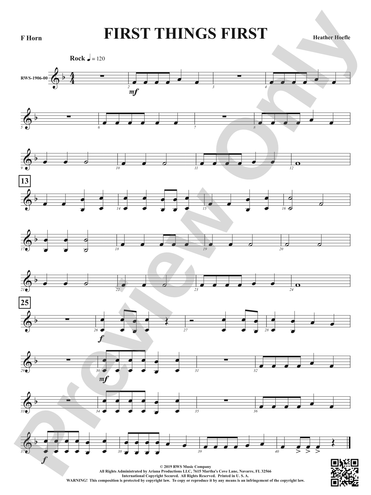 First Things First: 1st F Horn