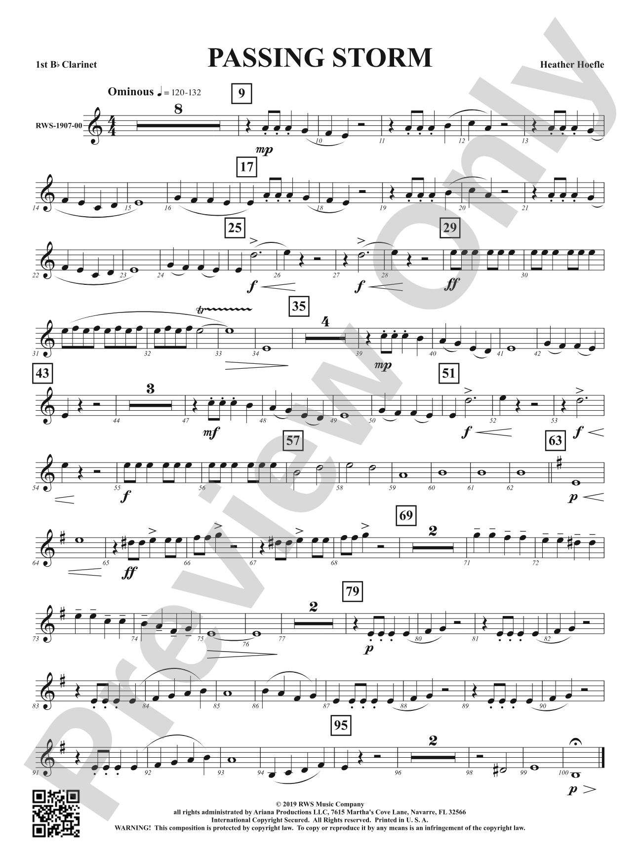 Passing Storm: 1st B-flat Clarinet