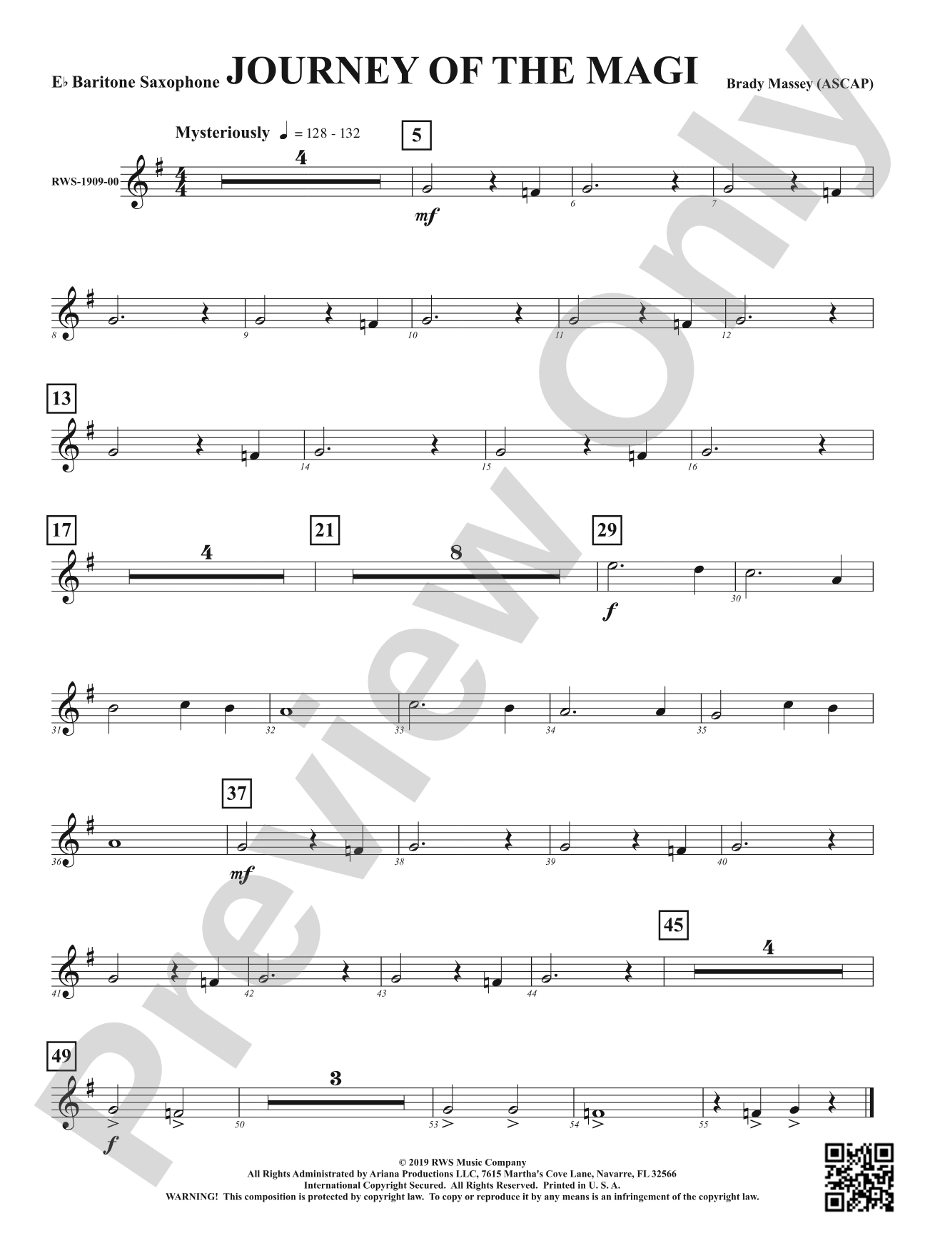 Journey of the Magi: E-flat Baritone Saxophone