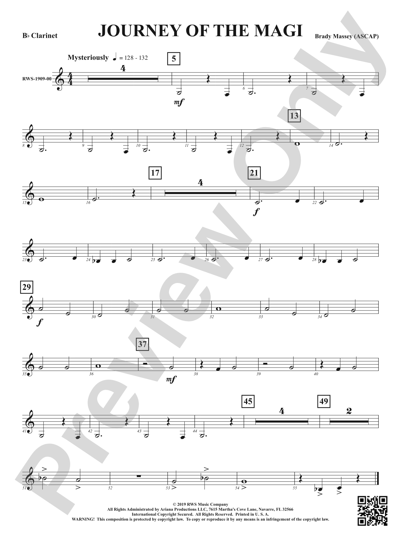 Journey of the Magi: 1st B-flat Clarinet
