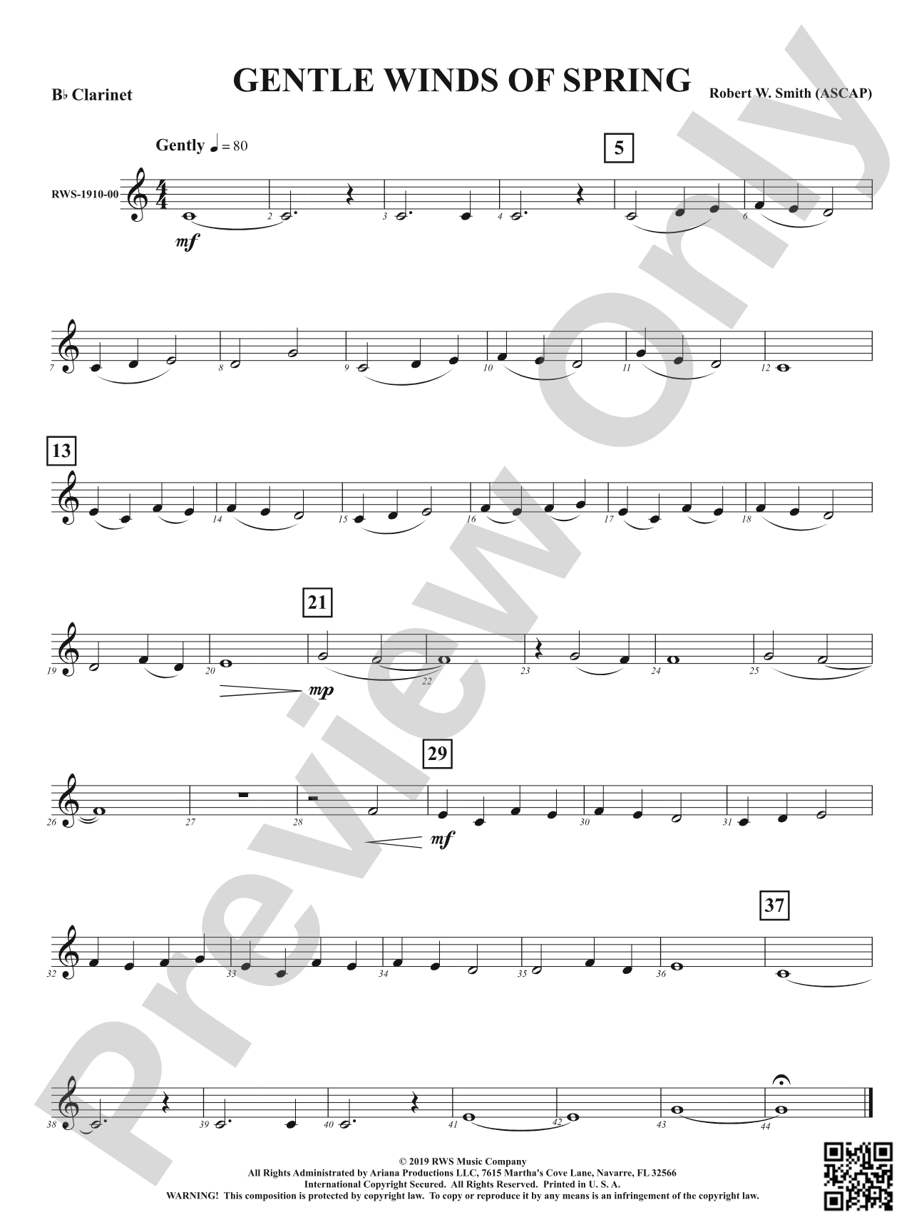 Gentle Winds of Spring: 1st B-flat Clarinet