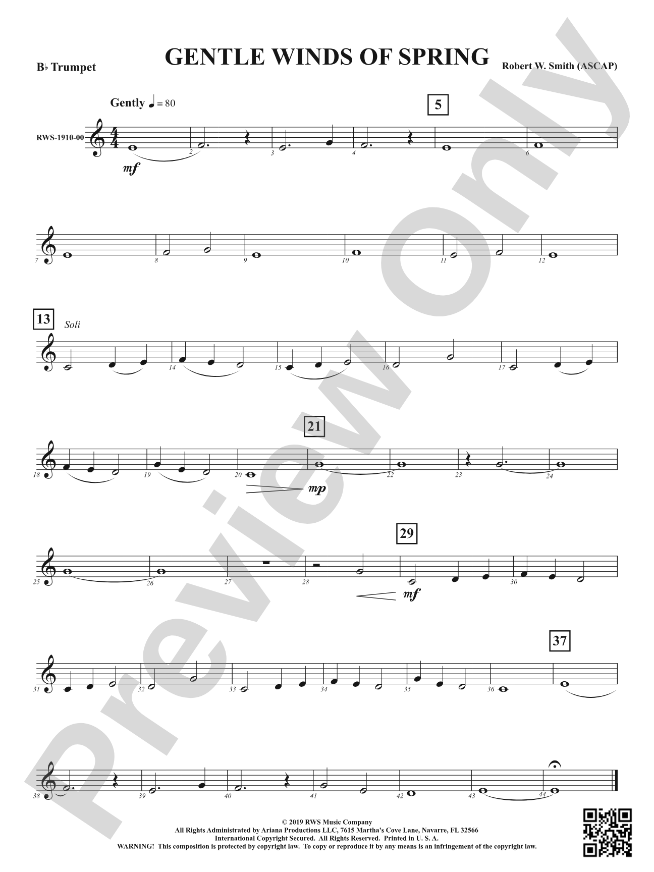 Gentle Winds of Spring: 1st B-flat Trumpet