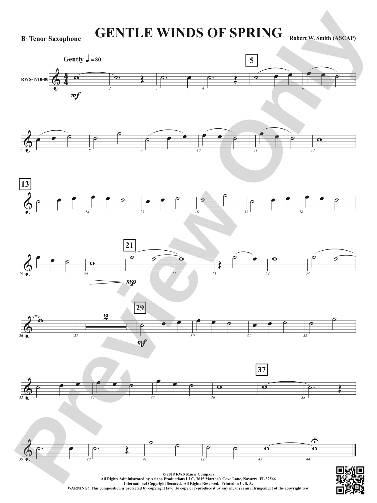 Gentle Winds of Spring: B-flat Tenor Saxophone